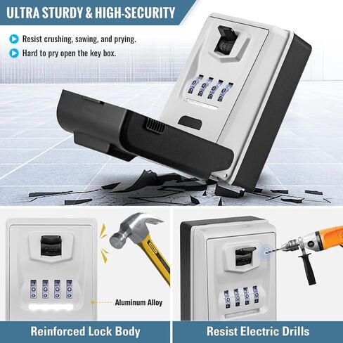 Huanlang Key Lock Box Mount Wall - صندوق قفل تركيبة في الهواء الطلق مع 6 أوجه تضيء ، مفتاح مقاوم للماء سعة كبيرة لمدرسة Office Garage School in Kuwait