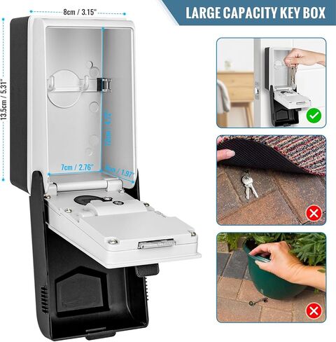 Huanlang Key Lock Box Mount Wall - صندوق قفل تركيبة في الهواء الطلق مع 6 أوجه تضيء ، مفتاح مقاوم للماء سعة كبيرة لمدرسة Office Garage School in Kuwait