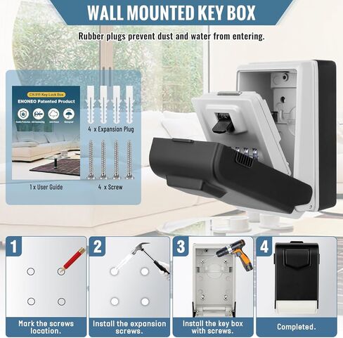 Huanlang Key Lock Box Mount Wall - صندوق قفل تركيبة في الهواء الطلق مع 6 أوجه تضيء ، مفتاح مقاوم للماء سعة كبيرة لمدرسة Office Garage School in Kuwait