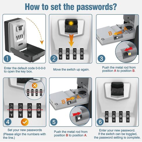 Huanlang Key Lock Box Mount Wall - صندوق قفل تركيبة في الهواء الطلق مع 6 أوجه تضيء ، مفتاح مقاوم للماء سعة كبيرة لمدرسة Office Garage School in Kuwait