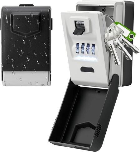 Huanlang Key Lock Box Mount Wall - صندوق قفل تركيبة في الهواء الطلق مع 6 أوجه تضيء ، مفتاح مقاوم للماء سعة كبيرة لمدرسة Office Garage School in Kuwait