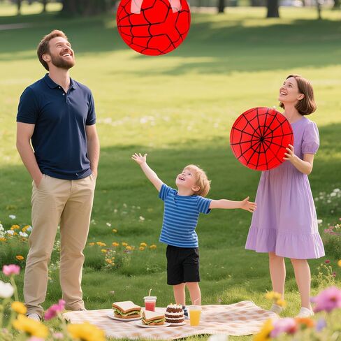3 Pack 16" Beach Balls -Spider Web Themed Beach Balls for Kids by Summer Pool and Beach Game Gifts Red Spider Web Birthday Party Supplies Party Decorations Party Favors in Saudi Arabia