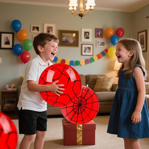 3 Pack 16" Beach Balls -Spider Web Themed Beach Balls for Kids by Summer Pool and Beach Game Gifts Red Spider Web Birthday Party Supplies Party Decorations Party Favors in Saudi Arabia