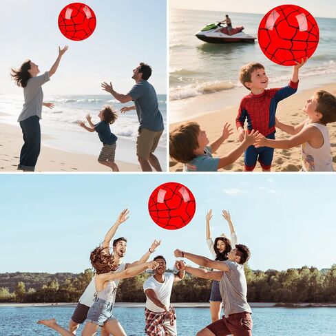 3 Pack 16" Beach Balls -Spider Web Themed Beach Balls for Kids by Summer Pool and Beach Game Gifts Red Spider Web Birthday Party Supplies Party Decorations Party Favors in Saudi Arabia