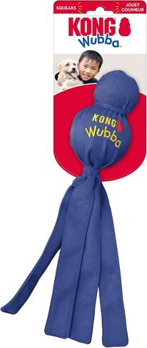 Kong Wubba Dog Toy 2 Pack - Tug Interactive Tug & Troam Toy مع نايلون معزز ، ذيول مرنة لجلبها ، Shake & Speceaky (كبير ، عبوة 2) in Kuwait