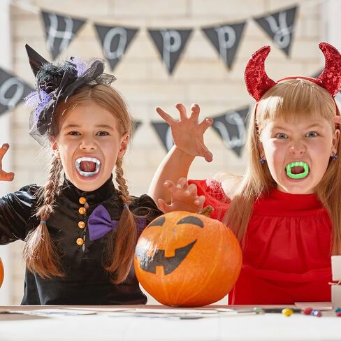 24 PCS مصاصي الدماء البلاستيكي الأسنان الأنياب المزيفة - مصاصي الدماء البيضاء أسنان هالوين الدعائم ، مستلزمات الحفلات والخداع أو الملحقات in Kuwait