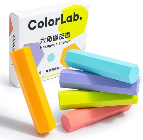 M&G 5 Pack Pencil Erasers, Hexagonal Color Rubber Erasers for Kids Students Teachers, Bulk Art Erasers for Drawing Sketching, Classroom Office Supplies (Colorful) in Saudi Arabia