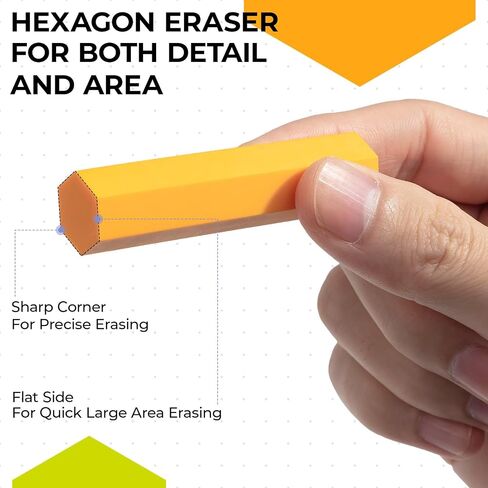 M&G 5 Pack Pencil Erasers, Hexagonal Color Rubber Erasers for Kids Students Teachers, Bulk Art Erasers for Drawing Sketching, Classroom Office Supplies (Colorful) in Saudi Arabia
