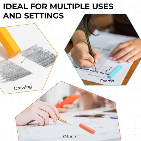 M&G 5 Pack Pencil Erasers, Hexagonal Color Rubber Erasers for Kids Students Teachers, Bulk Art Erasers for Drawing Sketching, Classroom Office Supplies (Colorful) in Saudi Arabia