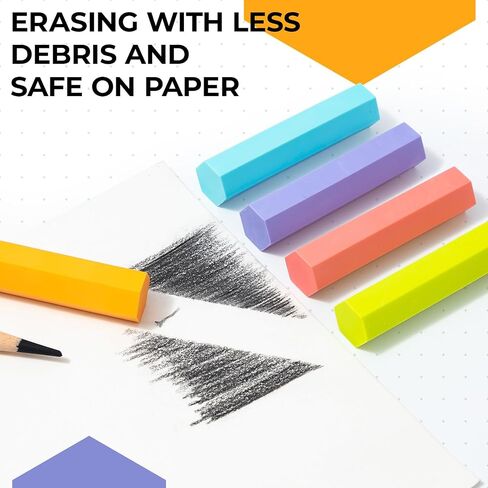 M&G 5 Pack Pencil Erasers, Hexagonal Color Rubber Erasers for Kids Students Teachers, Bulk Art Erasers for Drawing Sketching, Classroom Office Supplies (Colorful) in Saudi Arabia