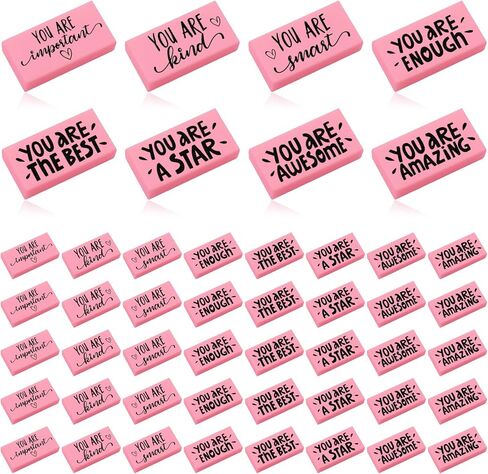 PerKoop 50 Pcs Inspirational Pink Erasers Bulk Small Motivational Block Pencil Erasers You are Awesome Gifts for Kids Students Teachers Classroom Office Stationery Supplies in Saudi Arabia