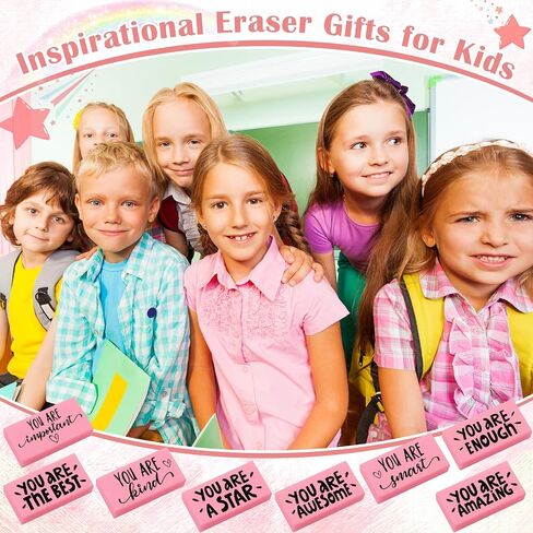 PerKoop 50 Pcs Inspirational Pink Erasers Bulk Small Motivational Block Pencil Erasers You are Awesome Gifts for Kids Students Teachers Classroom Office Stationery Supplies in Saudi Arabia