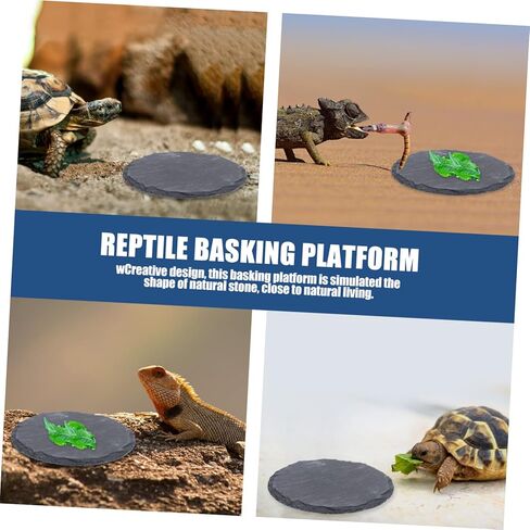 Luxshiny 2pcs منصة التشمس الحجرية الطبيعية للزواحف منطقة تسلق الأطباق الأطباق السلحفاة للزواحف in Kuwait