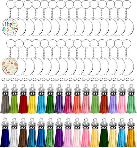 أدوات سلسلة مفاتيح مفاتيح Acrylic Blank لمجموعة Making Chain Finyl ، دائرة 30pcs ، شرابات لصنع سلسلة المفاتيح ، حلقات المفاتيح ، حلقات القفز ، لوازم مفاتيح DIY in Saudi Arabia