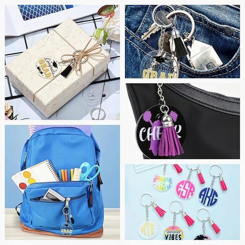 أدوات سلسلة مفاتيح مفاتيح Acrylic Blank لمجموعة Making Chain Finyl ، دائرة 30pcs ، شرابات لصنع سلسلة المفاتيح ، حلقات المفاتيح ، حلقات القفز ، لوازم مفاتيح DIY in Saudi Arabia