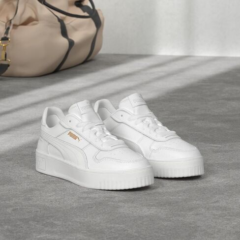 حذاء رياضي للسيدات من PUMA CARINA STREET، PUMA White-PUMA White-PUMA Gold، 8.5 in Saudi Arabia