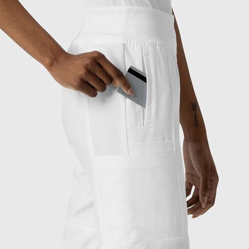 WonderWink W123 Women’s Comfort Waist Cargo Jogger Pant — White, Medium Petite in Saudi Arabia