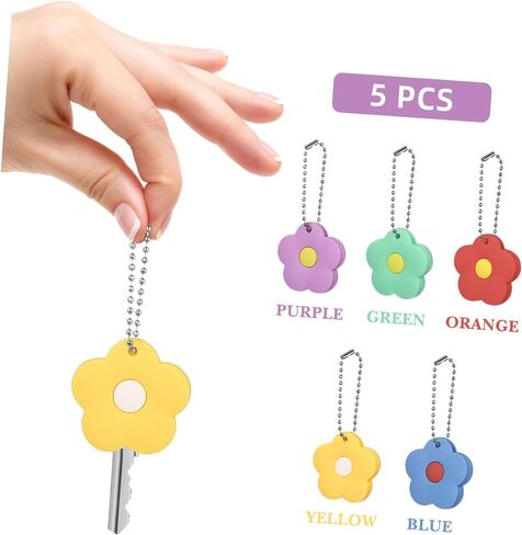 iplusmile 5 Pack Key Caps Covers Tags - Cute Rubber Key Identifier Rings Labels Protector Caps for Home Apartment Accessories, Compatible with Flat Keys Over 6.5cm, Not Fit Standard 1" Key in Saudi Arabia