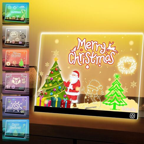 16“ LED Drawing Message Note Board 7 Colors Light Acrylic Dry Erase Lumiboard with Colors 2 Modes as Night Light for Kids Room/Store/Office Ideal Gift for Festival Decoration 7 Markers in Saudi Arabia