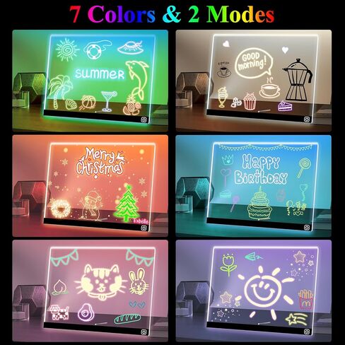 16“ LED Drawing Message Note Board 7 Colors Light Acrylic Dry Erase Lumiboard with Colors 2 Modes as Night Light for Kids Room/Store/Office Ideal Gift for Festival Decoration 7 Markers in Saudi Arabia