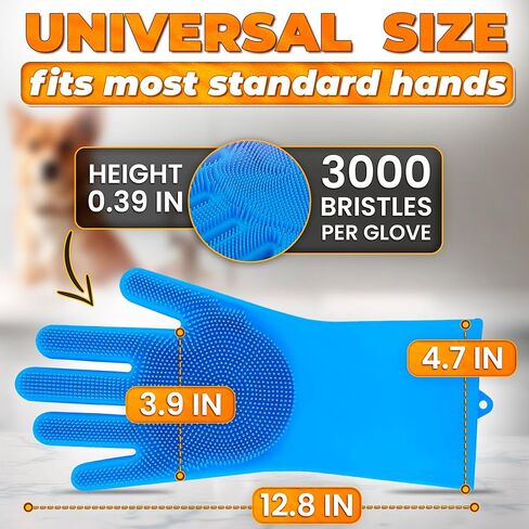 ALPENKOK 1 Pair Silicone Gloves for Washing Dishes – Tear-Resistant Silicone Dishwashing Gloves with Scrubber |Household Use in Kuwait