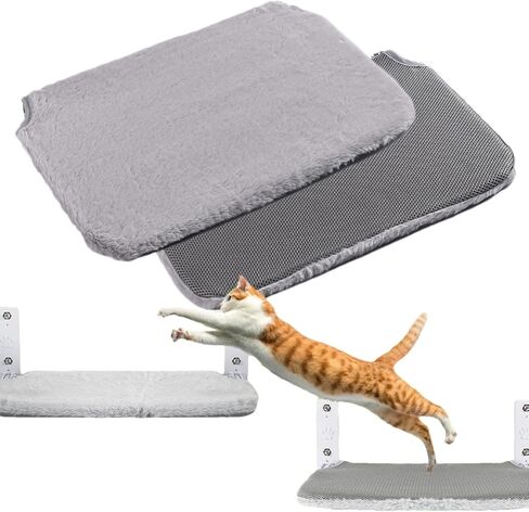 2PCS Replacement Cover for Cat Window Perch, L Size Cordless Cat Window Hammock Bed Accessories, Reversible Breathable/Warm Seat Cover for Inside (Grey, 23.6''L×11.8''W) in Saudi Arabia