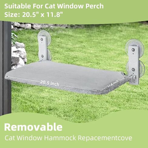 2PCS Replacement Cover for Cat Window Perch, L Size Cordless Cat Window Hammock Bed Accessories, Reversible Breathable/Warm Seat Cover for Inside (Grey, 23.6''L×11.8''W) in Saudi Arabia