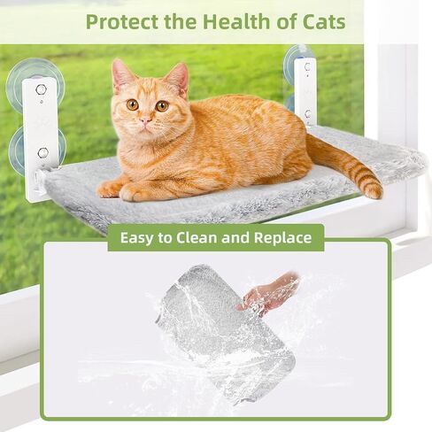 2PCS Replacement Cover for Cat Window Perch, L Size Cordless Cat Window Hammock Bed Accessories, Reversible Breathable/Warm Seat Cover for Inside (Grey, 23.6''L×11.8''W) in Saudi Arabia