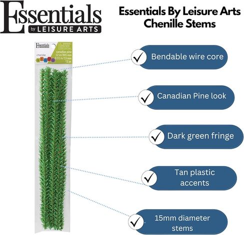 Essentials By Leisure Arts Chenille Stems White 12" 3Mm 25Pc - Versatile Pipe Cleaners for Crafts, DIY Projects, and Decorations - Bright, Flexible Craft Pipe Cleaners in Saudi Arabia