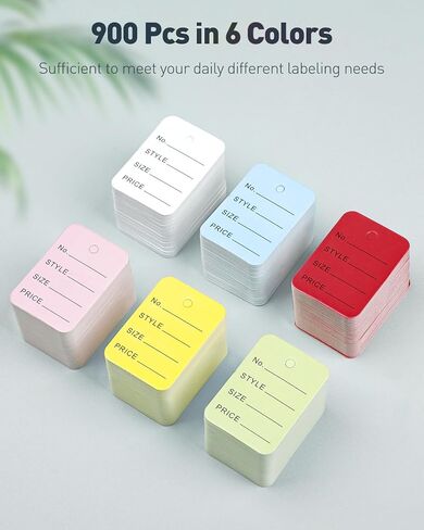 UniClife 900 PCS علامات أسعار غير مستقرة للملابس علامة ملابس ملونة قابلة للكتابة بدون سلسلة علامات الورق الصغيرة للتسعير لعلامات تعليق البضائع المجوهرات بالتجزئة ، 2 "× 1 2/5" in Kuwait