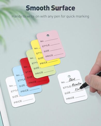 UniClife 900 PCS علامات أسعار غير مستقرة للملابس علامة ملابس ملونة قابلة للكتابة بدون سلسلة علامات الورق الصغيرة للتسعير لعلامات تعليق البضائع المجوهرات بالتجزئة ، 2 "× 1 2/5" in Kuwait