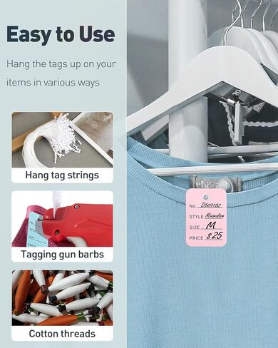 UniClife 900 PCS علامات أسعار غير مستقرة للملابس علامة ملابس ملونة قابلة للكتابة بدون سلسلة علامات الورق الصغيرة للتسعير لعلامات تعليق البضائع المجوهرات بالتجزئة ، 2 "× 1 2/5" in Kuwait
