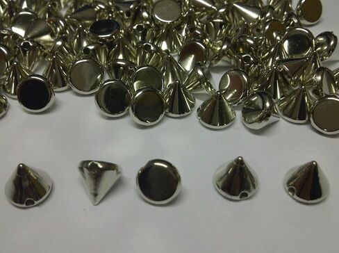 CraftbuddyUS 100pcs Silver Flatback Acrylic 10mm Cone Spike Studs, DIY in Saudi Arabia