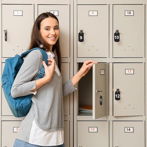 100 PCS علامات رقم الألومنيوم مع حلقات المفاتيح رقم 1-100 علامات مفتاح معدني لتحديد هوية فندق خزانة المنزل (الأزرق ، مستطيلة) in Saudi Arabia