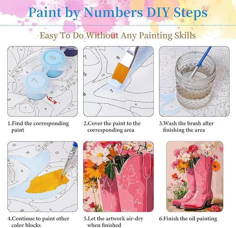 طلاء Miairivy DIY بواسطة أرقام أرقام للبالغين والمبتدئين ، والزهور في الأحذية سهلة الطلاء من قبل مجموعات الأرقام ، و 16 × 20 بوصة قماشية ملونة كبيرة للديكور المنزلي in Saudi Arabia