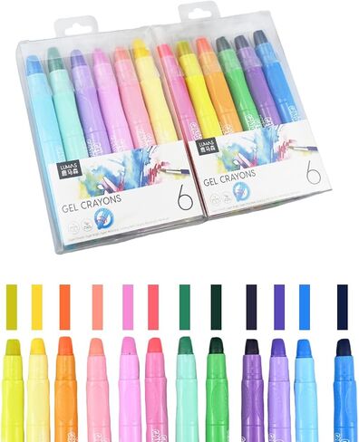 12 Colors Silky Gel Crayons, Twistable Crayons, Washable, Easy-Grip in Saudi Arabia