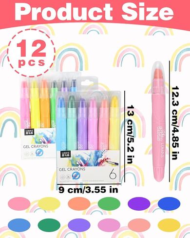 12 Colors Silky Gel Crayons, Twistable Crayons, Washable, Easy-Grip in Saudi Arabia