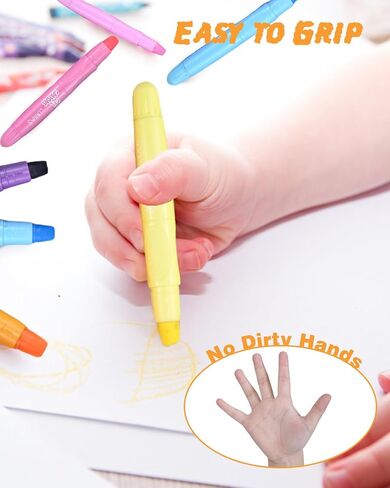 12 Colors Silky Gel Crayons, Twistable Crayons, Washable, Easy-Grip in Saudi Arabia