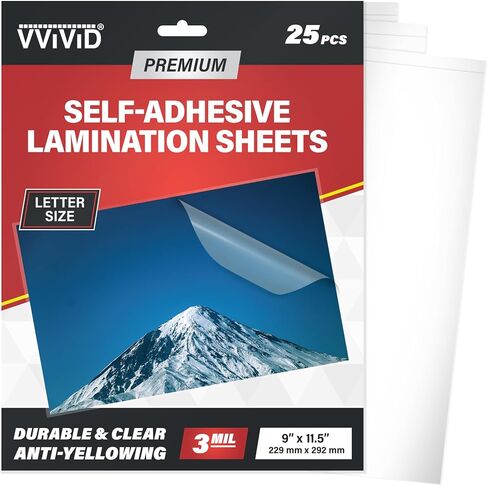 VViViD Premium Self-Adhesive Lamination 3Mil Sheets, Gloss Finish, 9" x 11.5" Letter Size (55 Pack) in Saudi Arabia