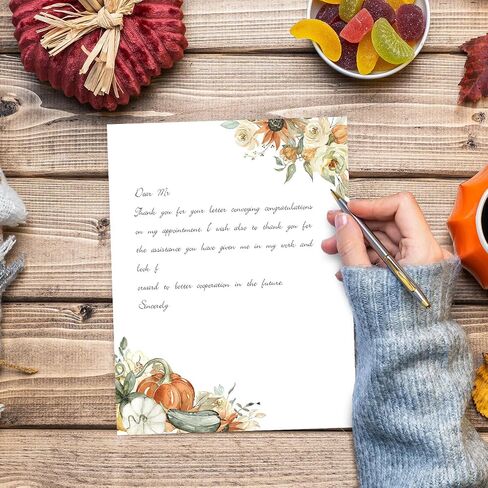 anydesign 60 أوراق السقوط قرطاسية الورق الورق اليقطين ورقة كتابة ورقة كتابة لملاحظات الخريف بطاقات المعايدة طباعة مكتب الدعوة ، 8.5 × 11 بوصة in Saudi Arabia