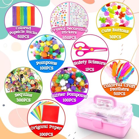 Linaye Arts and Crafts Supplies للأطفال ، كلها في مجموعات صناديق Craft Craft ، مجموعة Craft Supplies تشمل Pompoms ، منظفات الأنابيب للأطفال الذين تتراوح أعمارهم بين 4-6 6-8 هدايا عيد ميلاد للبنين الفتيات in Saudi Arabia