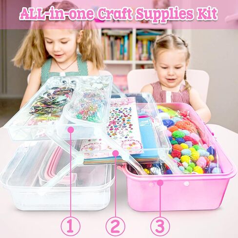 Linaye Arts and Crafts Supplies للأطفال ، كلها في مجموعات صناديق Craft Craft ، مجموعة Craft Supplies تشمل Pompoms ، منظفات الأنابيب للأطفال الذين تتراوح أعمارهم بين 4-6 6-8 هدايا عيد ميلاد للبنين الفتيات in Saudi Arabia