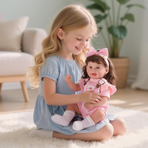 Babeside 4 PCS Rebond Baby Doll Cloths for 17-22 Inch Babydolls ، و Smit Pink Flower Dolls Salms LifeLike Reborn Baby Accessories with Headhand and Socks for Dolls Dolls Girl in Saudi Arabia