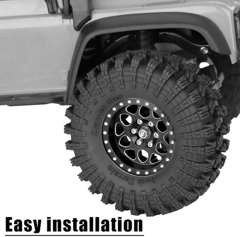 1.3" Wheel Tires for 1/18 1/24 Trx4m SCX24 RC Crawler,(4PCS),1.3 Beadlock Aluminum RC Wheel Rims Brass Rings All Terrain RC Tires,Colour in Saudi Arabia