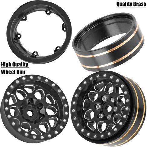 1.3" Wheel Tires for 1/18 1/24 Trx4m SCX24 RC Crawler,(4PCS),1.3 Beadlock Aluminum RC Wheel Rims Brass Rings All Terrain RC Tires,Colour in Saudi Arabia