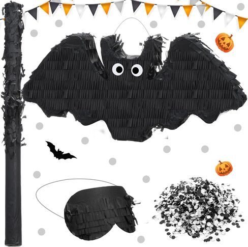 Jenaai Halloween Piñata 16 x 7 x 3 Inch Halloween Bat Piñata for Kids with Stick Blindfold and Confetti for Boys Girls birthday Party Decorations in Saudi Arabia