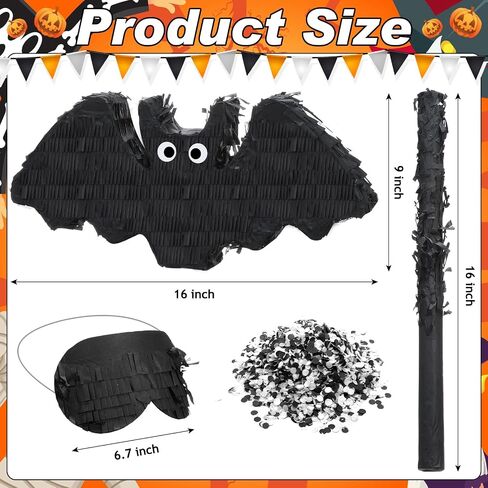 Jenaai Halloween Piñata 16 x 7 x 3 Inch Halloween Bat Piñata for Kids with Stick Blindfold and Confetti for Boys Girls birthday Party Decorations in Saudi Arabia