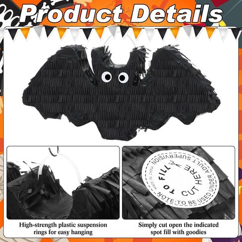 Jenaai Halloween Piñata 16 x 7 x 3 Inch Halloween Bat Piñata for Kids with Stick Blindfold and Confetti for Boys Girls birthday Party Decorations in Saudi Arabia
