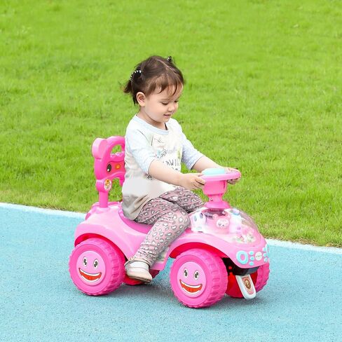 QABA Toddler Push Car ، قدمًا من القدم إلى أرضية مع قرن وضوء وموسيقى وعجلة قيادة وجهاز مضاد للخلل وتحت تخزين المقاعد ، سيارة انزلاق للأطفال للفتيات الفتيات 18-36 شهرًا ، أزرق in Saudi Arabia