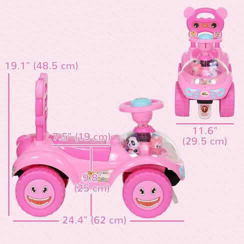QABA Toddler Push Car ، قدمًا من القدم إلى أرضية مع قرن وضوء وموسيقى وعجلة قيادة وجهاز مضاد للخلل وتحت تخزين المقاعد ، سيارة انزلاق للأطفال للفتيات الفتيات 18-36 شهرًا ، أزرق in Saudi Arabia